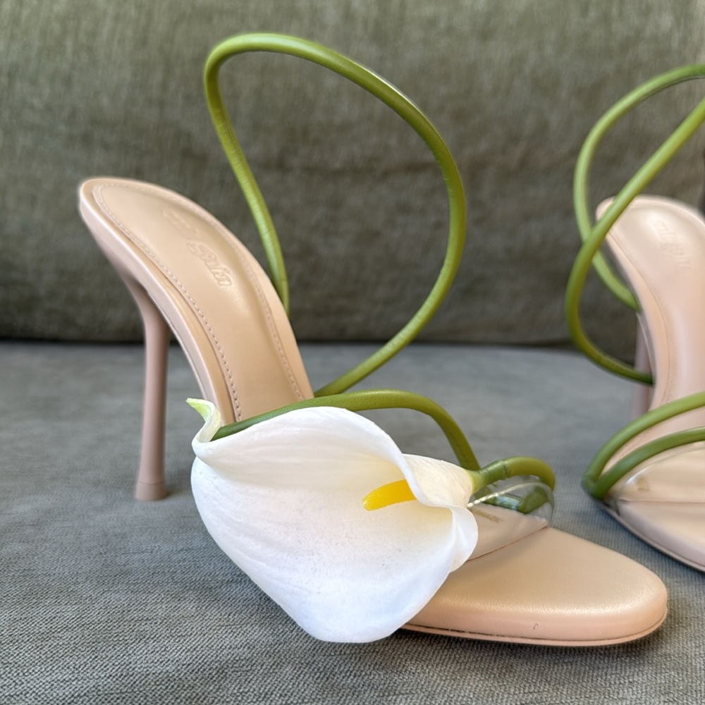 Cult Gaia Cassidy Heels Calla Lily Floral Statement Stiletto Sandal 37.5 - Picture 6 of 12